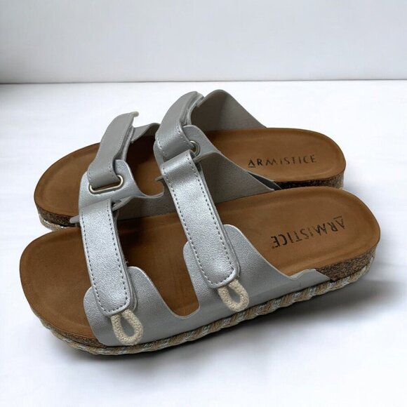 Armistice Womens Silver Adjustable Strap Cork & Rope Sandals Size 39/8.5 - Picture 5 of 8